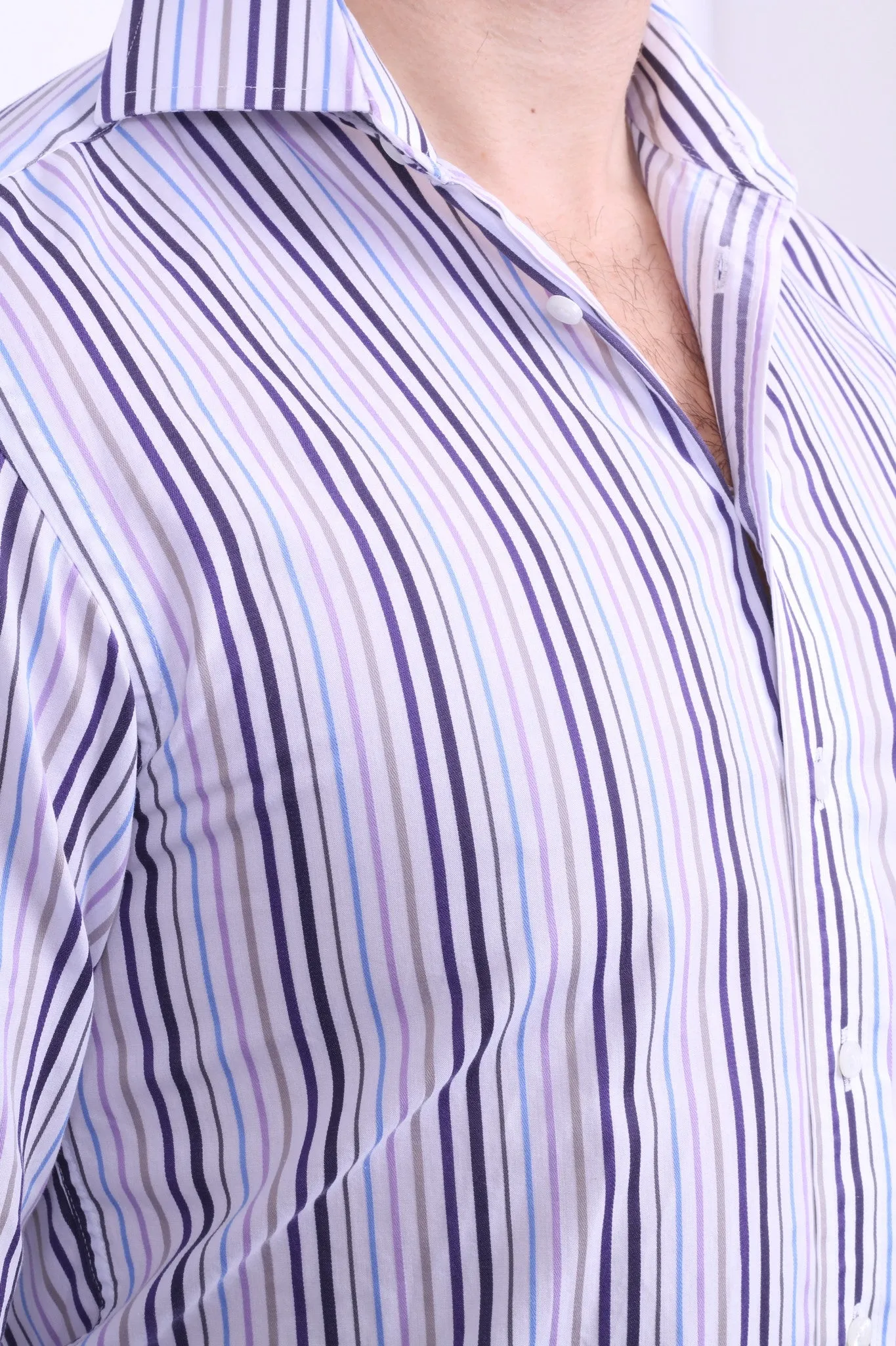 Daniel Hechter Mens 15 S Casual Shirt Cotton White Striped