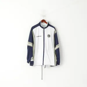 Diadora Davis Cup Men 40 50 L Sweatshirt White Vintage Tennis Snap Sleeve Track Top
