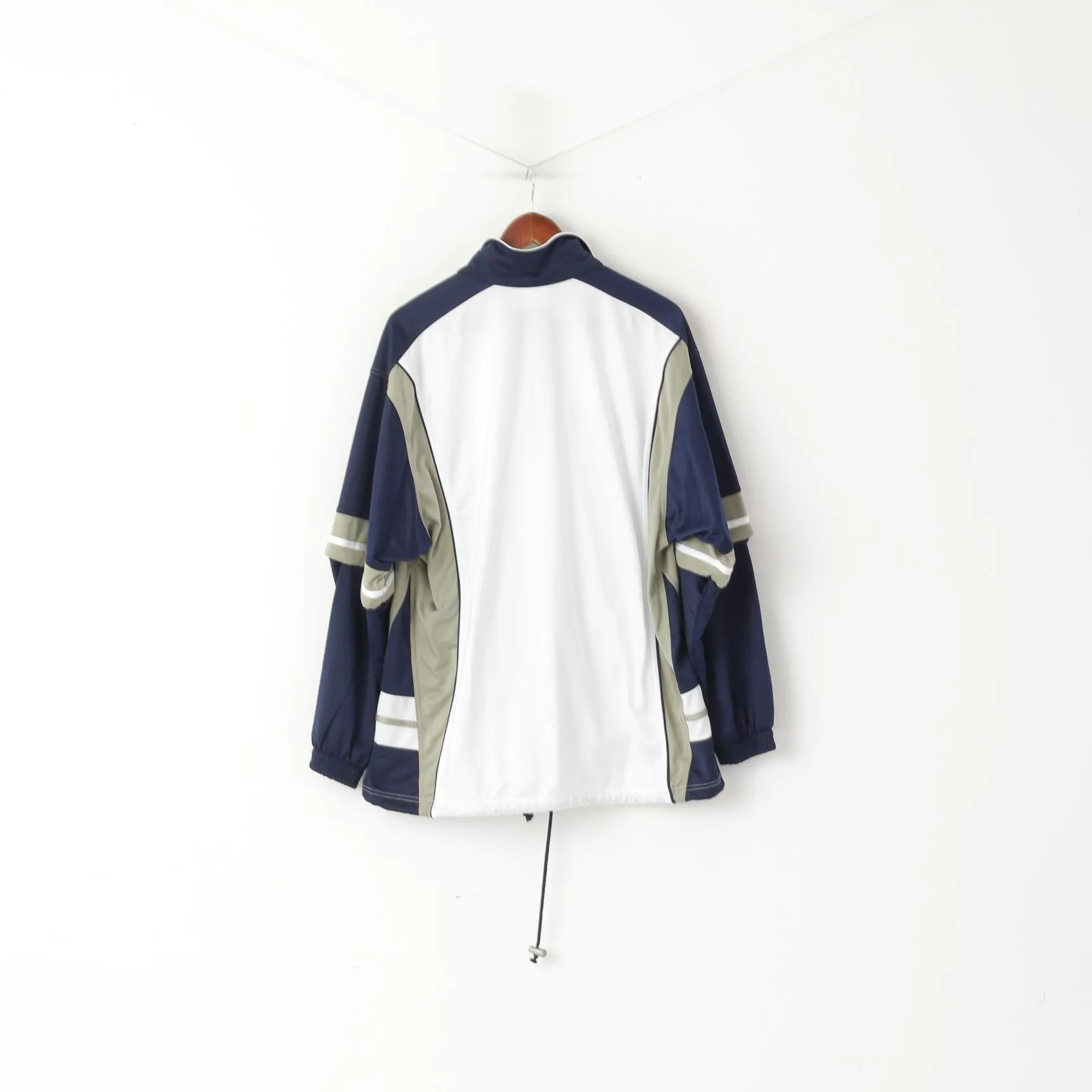 Diadora Davis Cup Men 40 50 L Sweatshirt White Vintage Tennis Snap Sleeve Track Top