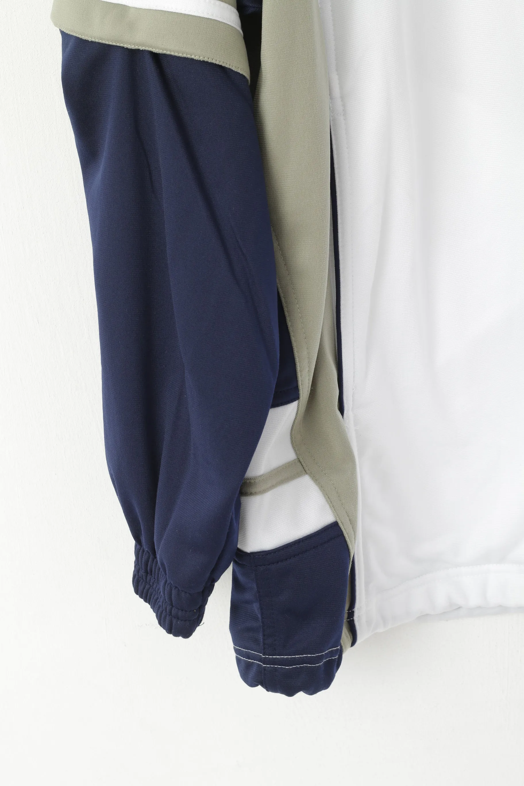 Diadora Davis Cup Men 40 50 L Sweatshirt White Vintage Tennis Snap Sleeve Track Top
