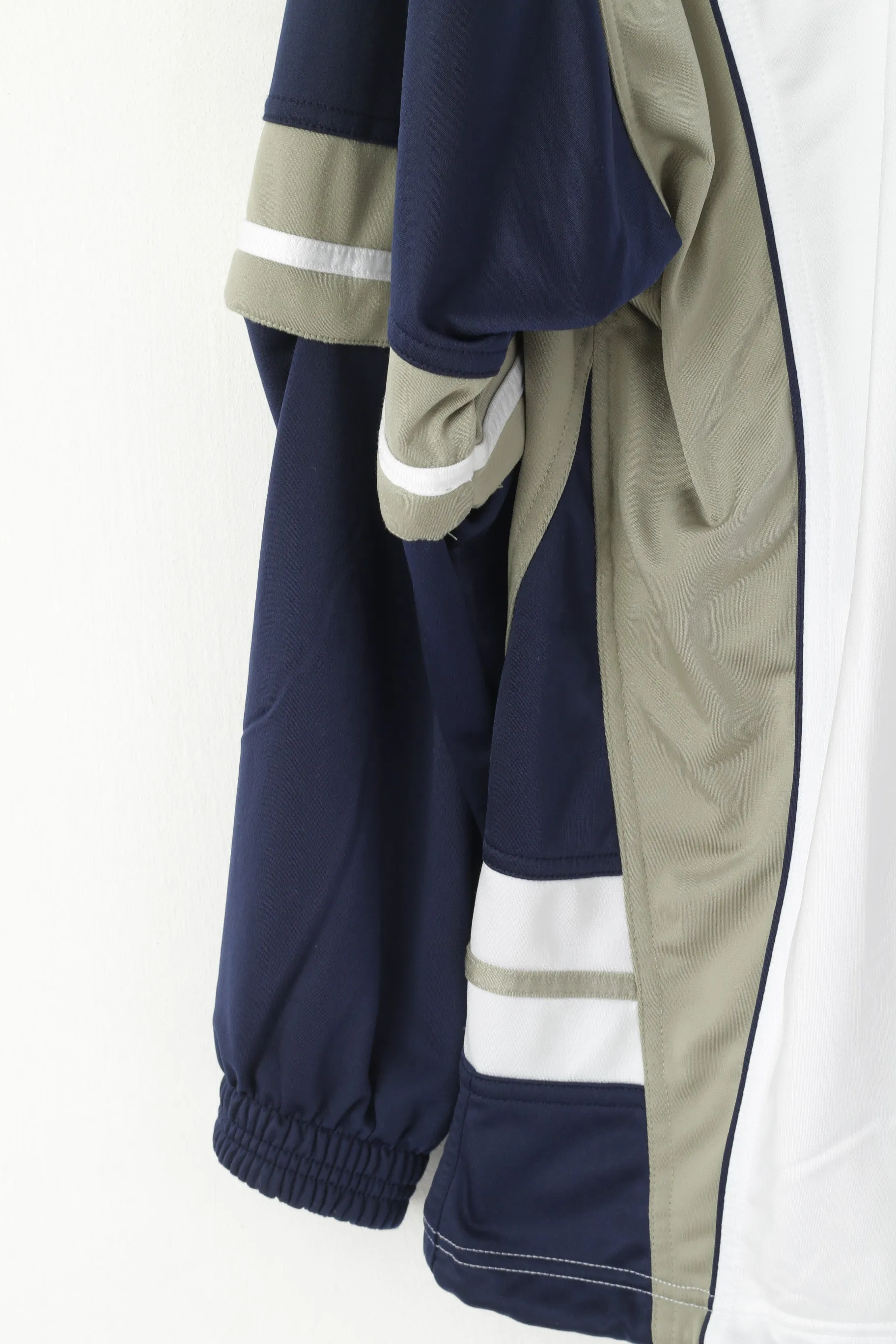Diadora Davis Cup Men 40 50 L Sweatshirt White Vintage Tennis Snap Sleeve Track Top
