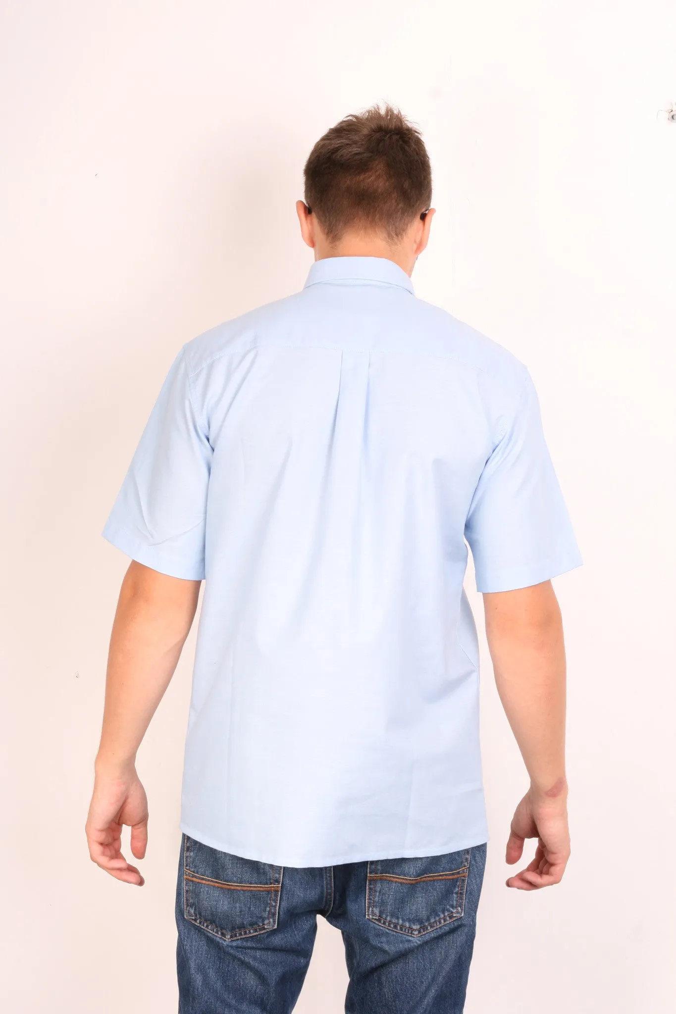 Dickies Mens 15.5/39 L/XL Casual Shirt Blue Short Sleeve Summer Cotton