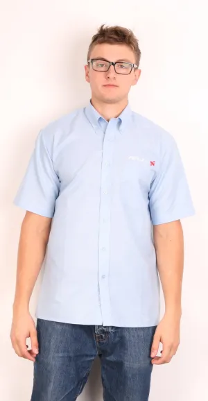 Dickies Mens 15.5/39 L/XL Casual Shirt Blue Short Sleeve Summer Cotton