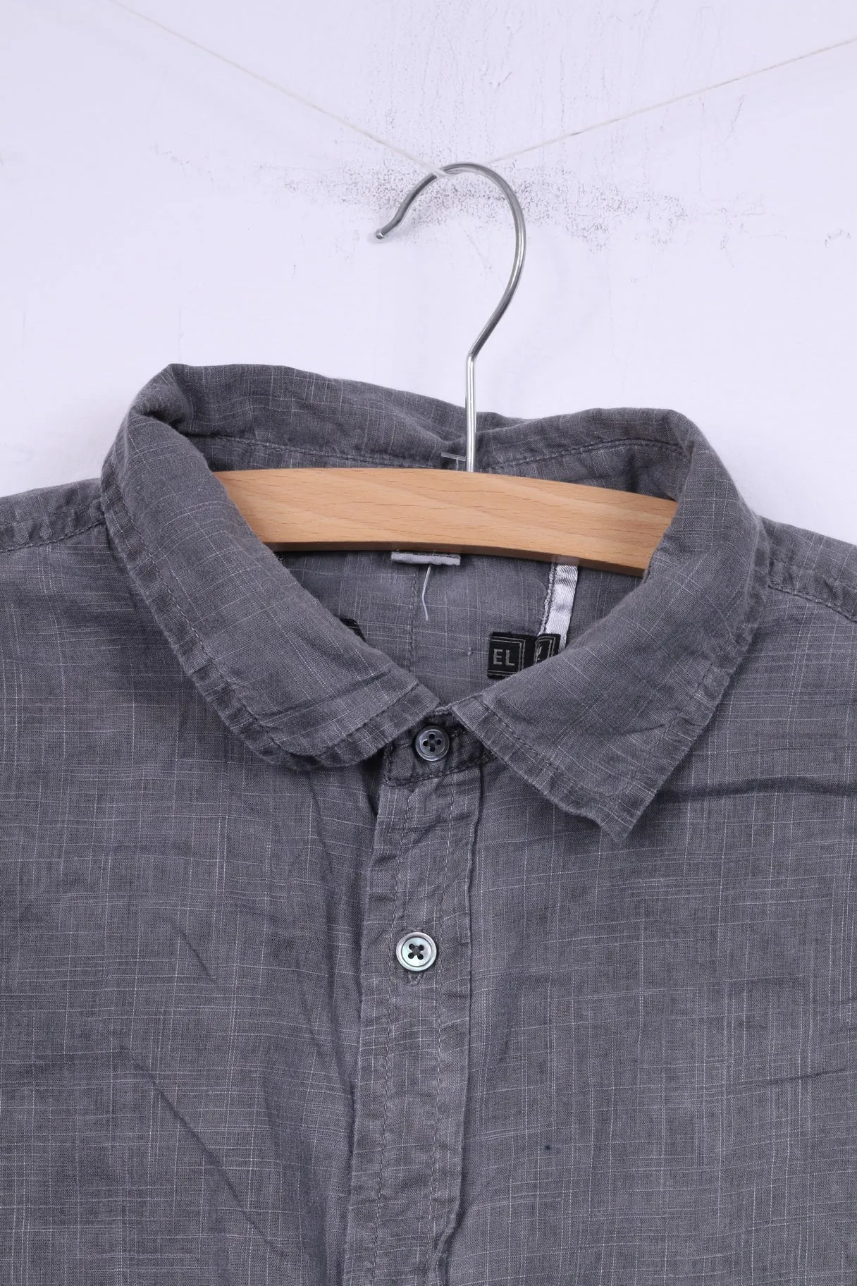 Diesel Mens M Casual Shirt Short Sleeve Grey Cotton Summer Top