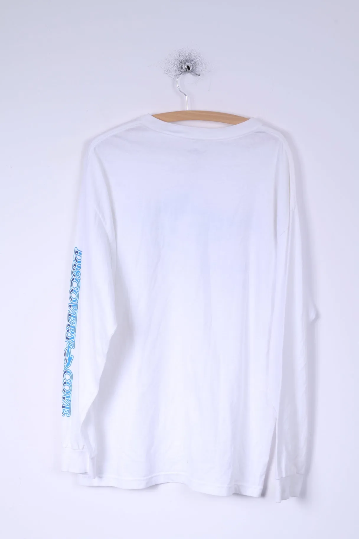 Discovery Cove Mens XL Shirt White Long Sleeve Cotton Dolphins Graphic