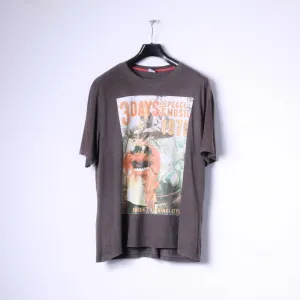 Disney At George Mens XL T-Shirt Brown Cotton Graphic Animal Style Top