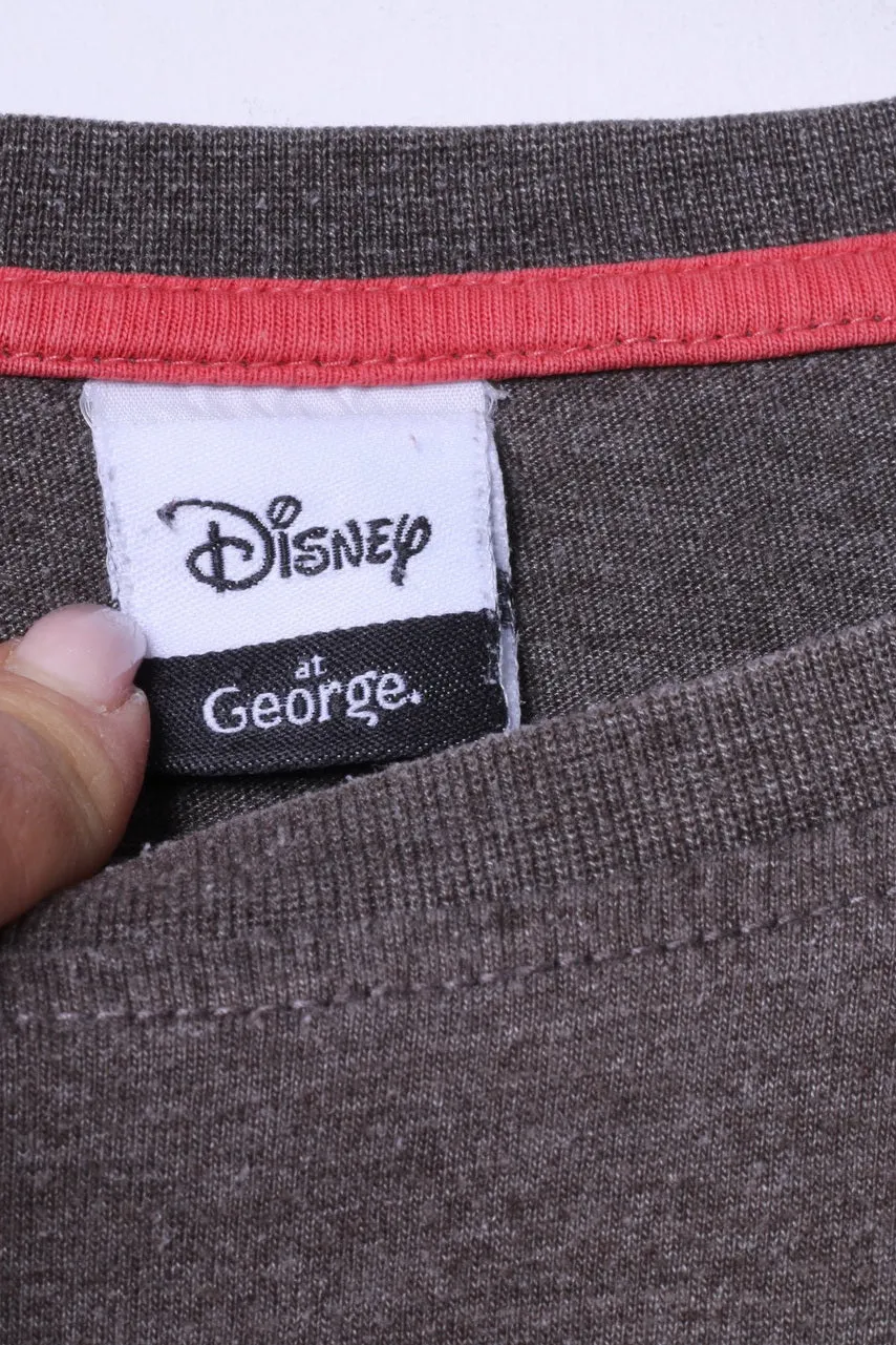 Disney At George Mens XL T-Shirt Brown Cotton Graphic Animal Style Top