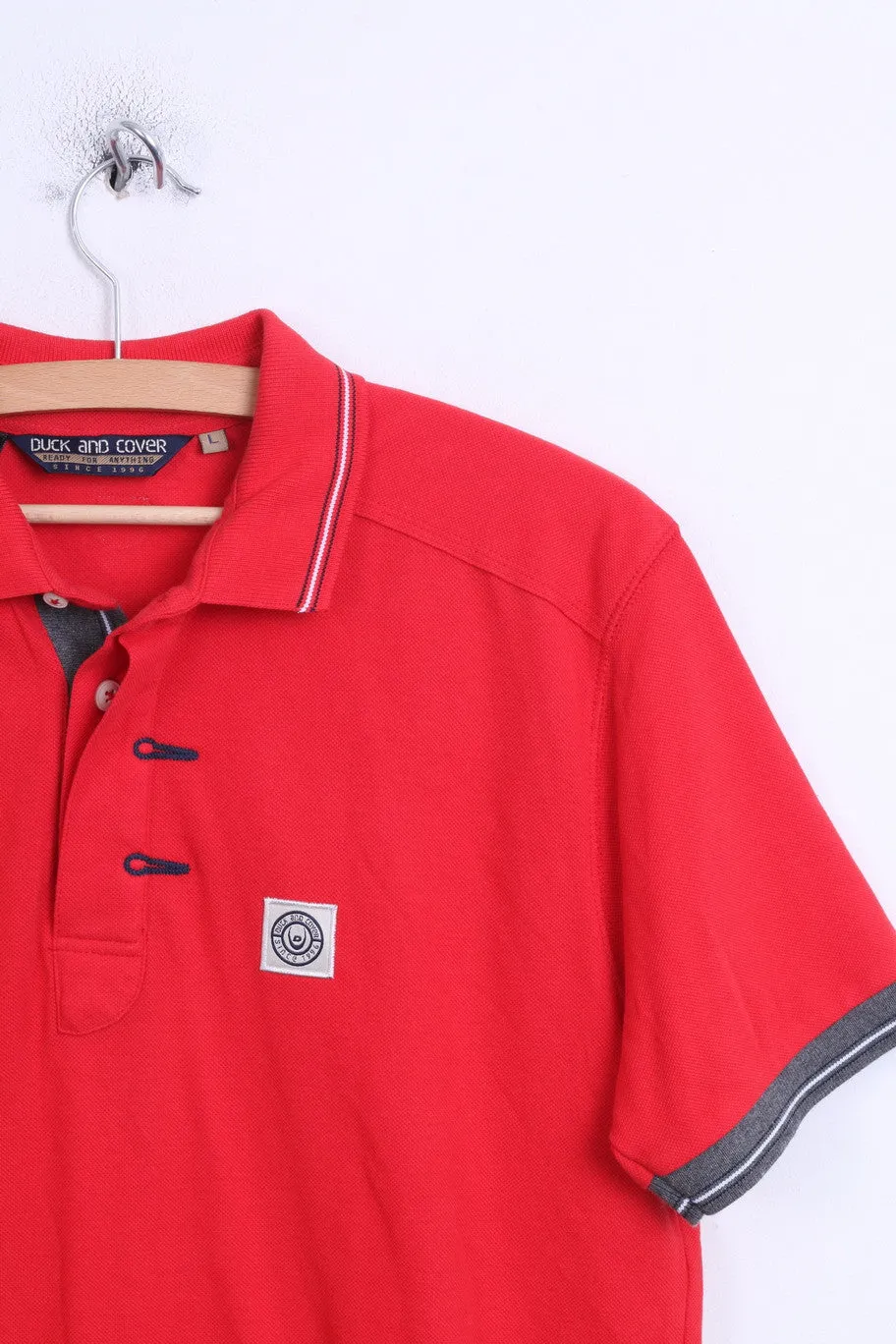 Duck and Cover Mens L Polo Shirt Red Cotton Sport