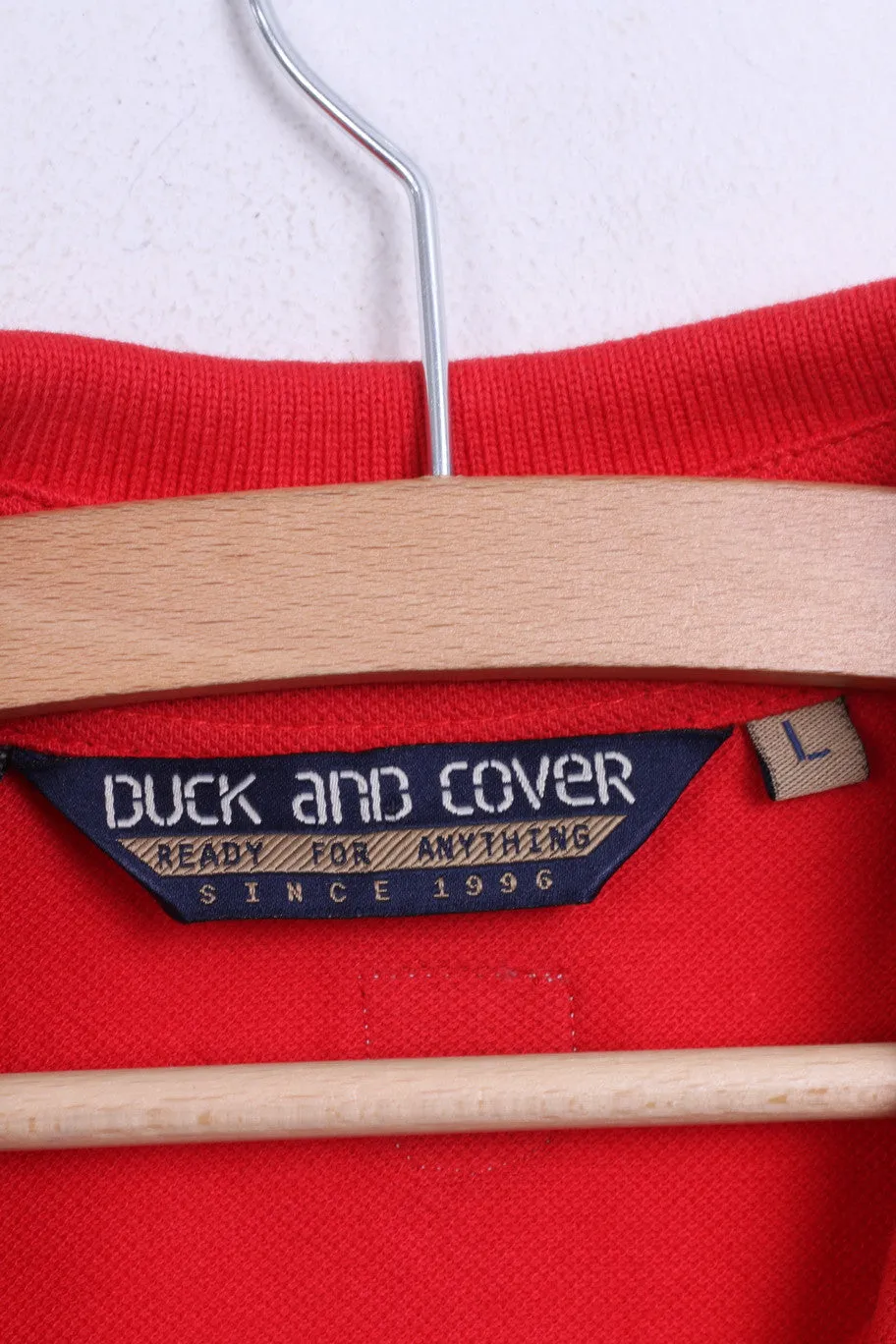Duck and Cover Mens L Polo Shirt Red Cotton Sport