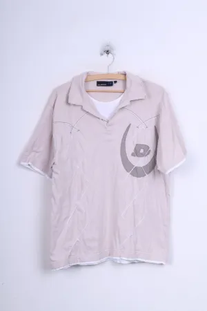 Duck and Cover Mens XL Polo Shirt Cotton Crew Neck Bright Brown
