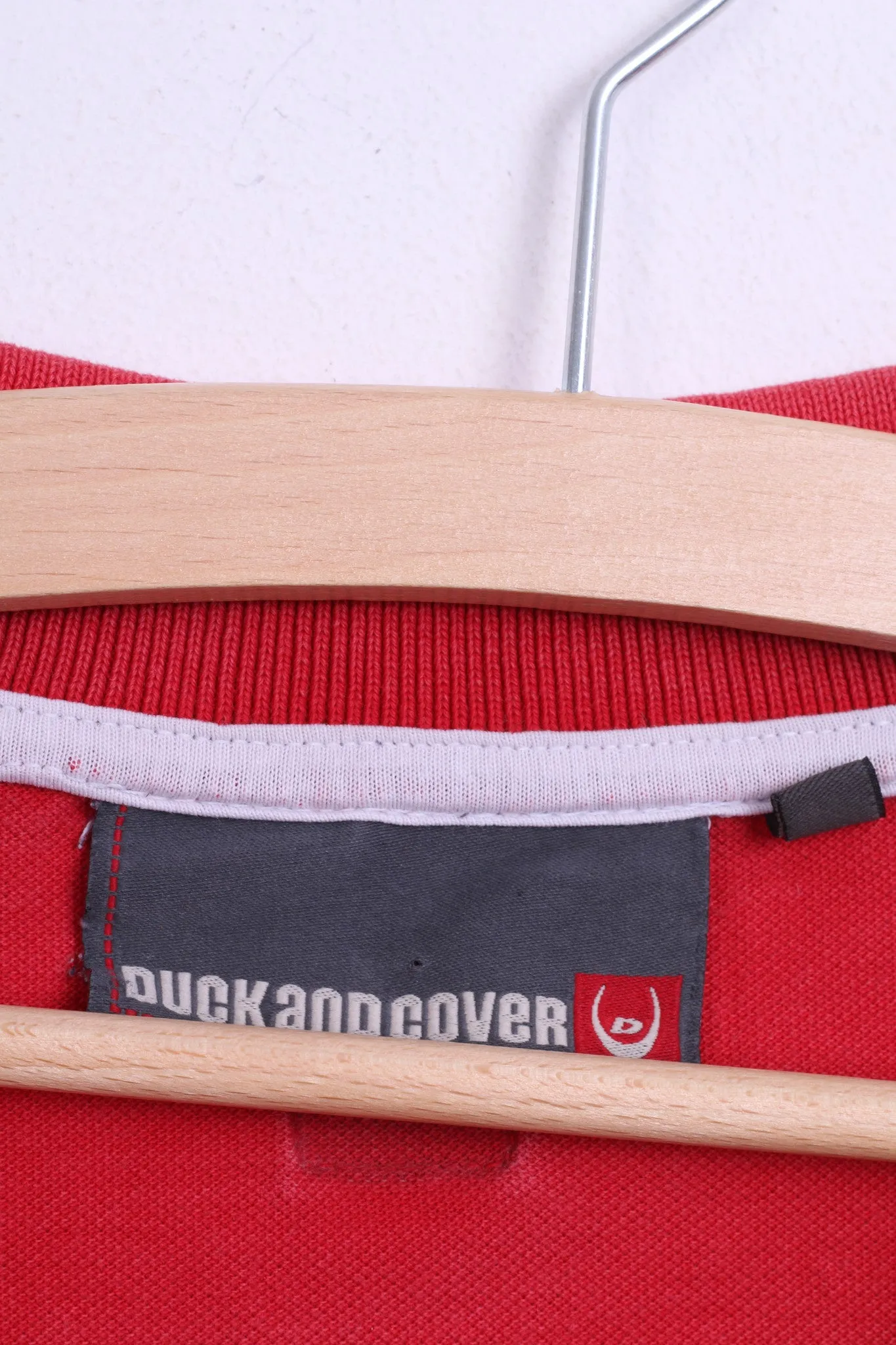 Duck and Cover Mens XL Polo Shirt Red Washed Look Cotton Top Jersey