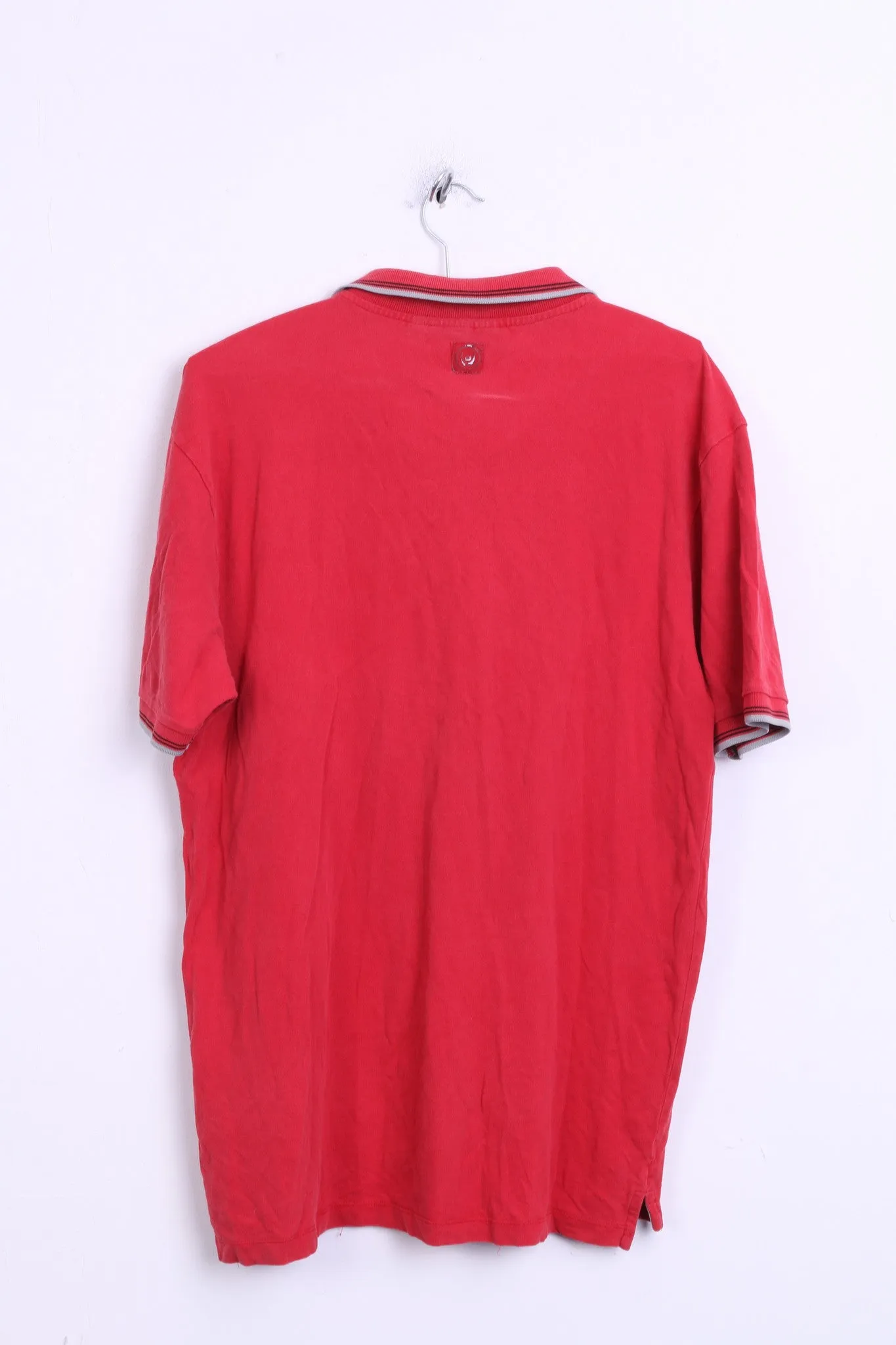 Duck and Cover Mens XL Polo Shirt Red Washed Look Cotton Top Jersey