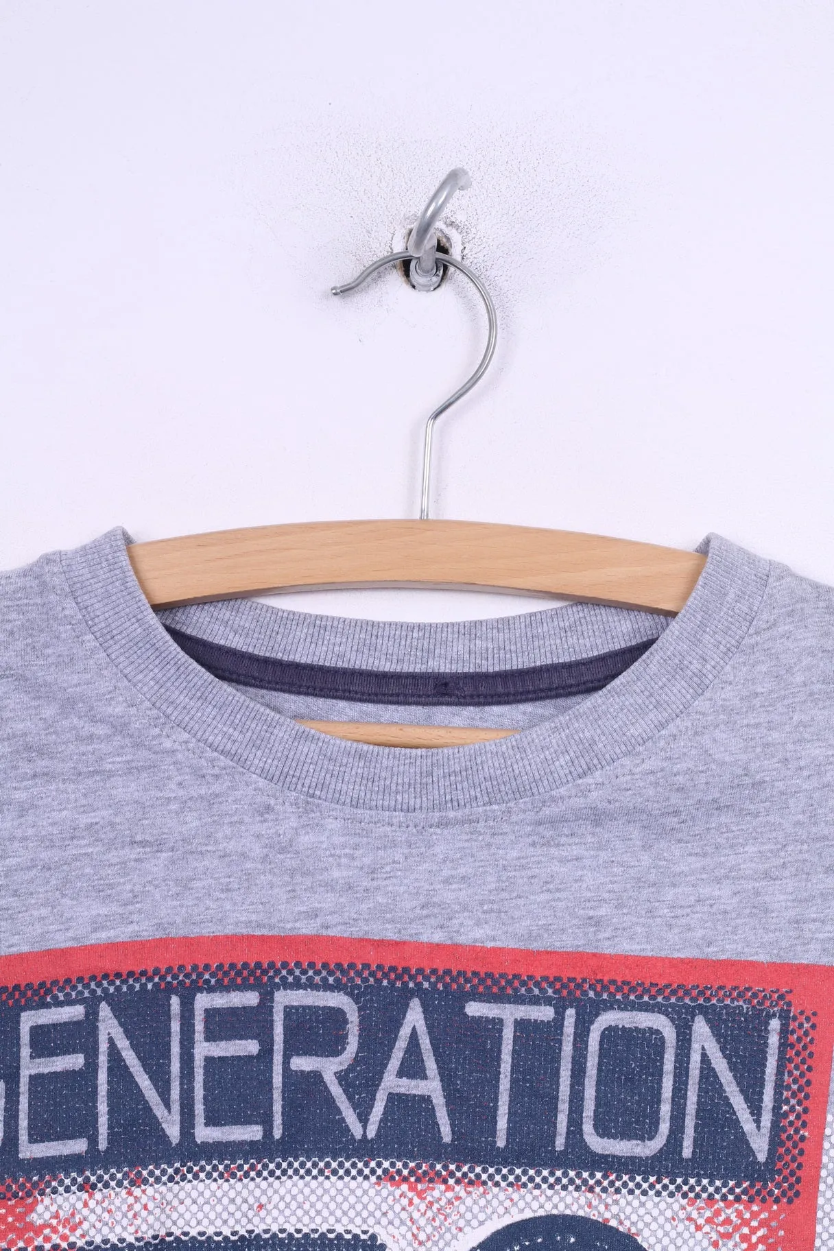 Dunnes Mens S 33/34 T-Shirt Graphic Grey Cotton Generation Vinyl Top
