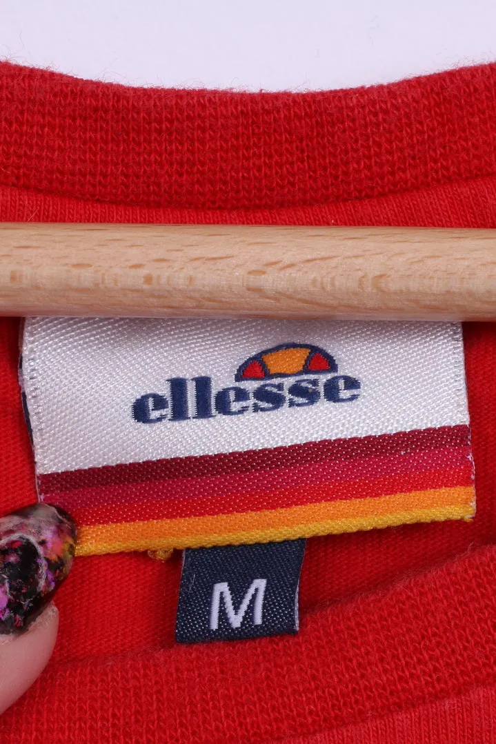 Ellesse Mens M T-Shirt Red Cotton Graphic Crew Neck Logo