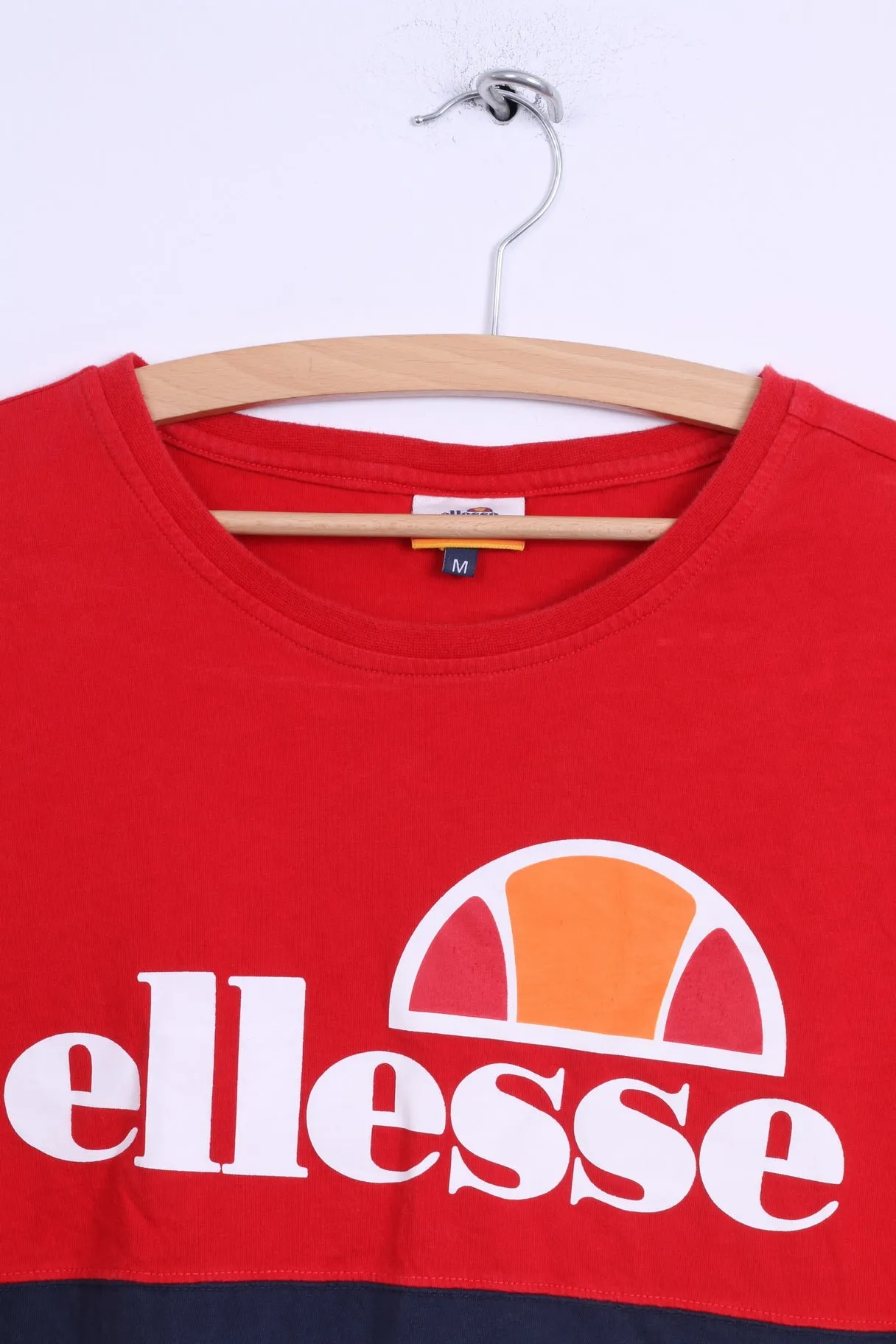 Ellesse Mens M T-Shirt Red Cotton Graphic Crew Neck Logo