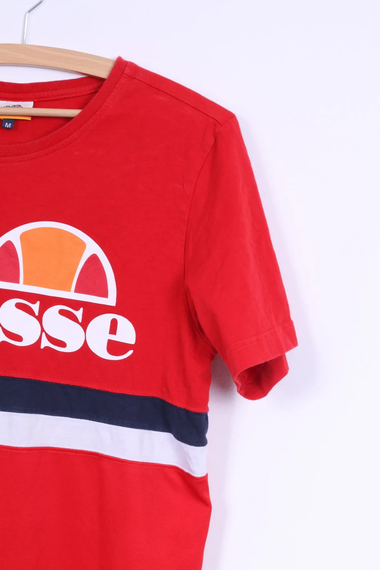 Ellesse Mens M T-Shirt Red Cotton Graphic Crew Neck Logo