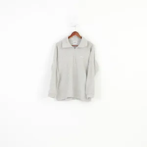Etirel  Men M Sweatshirt Gray Pullover Zip Neck Fleece Sport Collar Vintage Top
