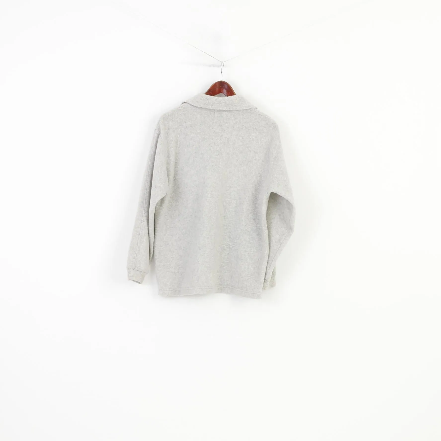 Etirel  Men M Sweatshirt Gray Pullover Zip Neck Fleece Sport Collar Vintage Top