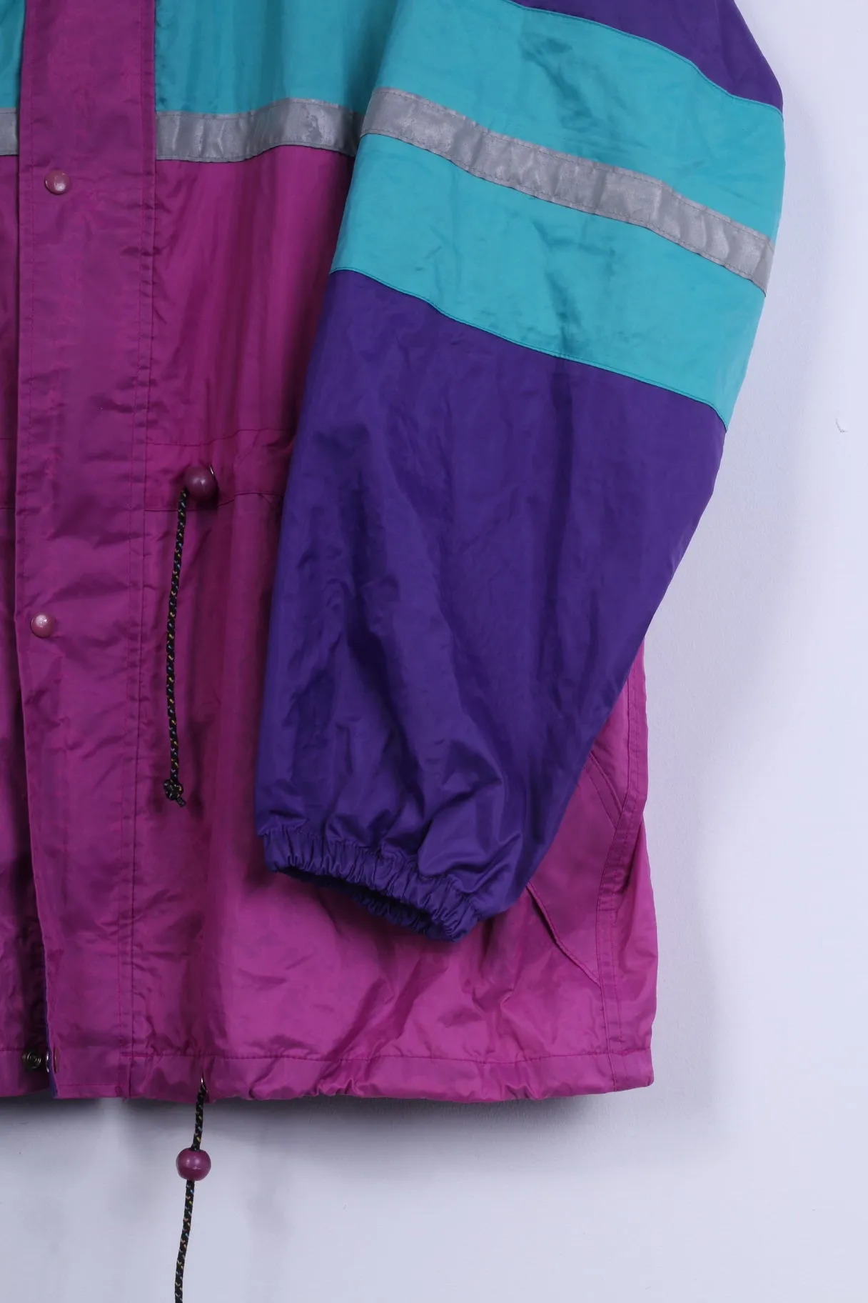 Euro Hike Mens XL Jacket Nylon Purple Festival retro Reflective Rain Coat