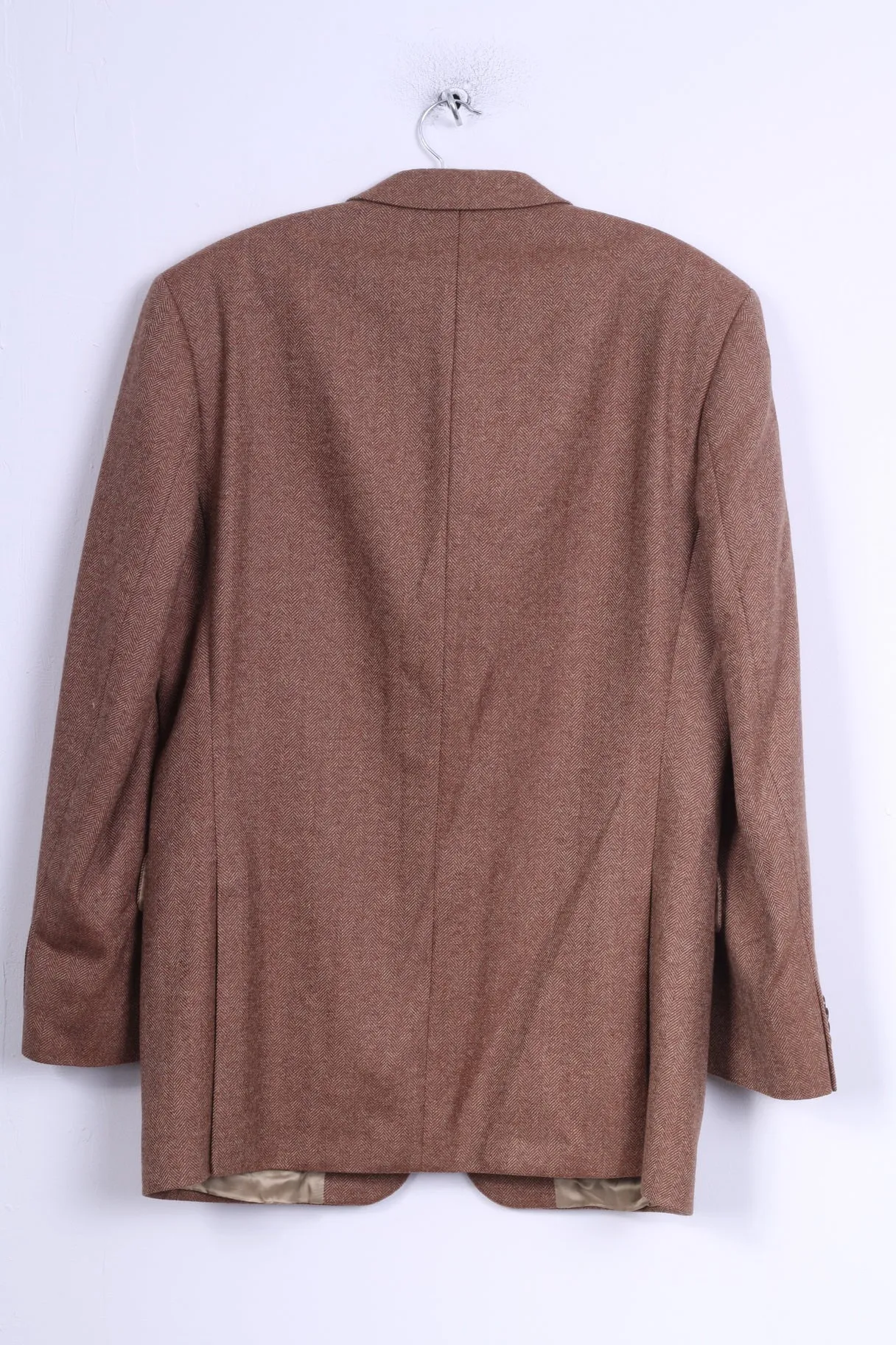 Feraud Mens 98 M Jacket Brown Wool Herringbone Single Breasted Blazer