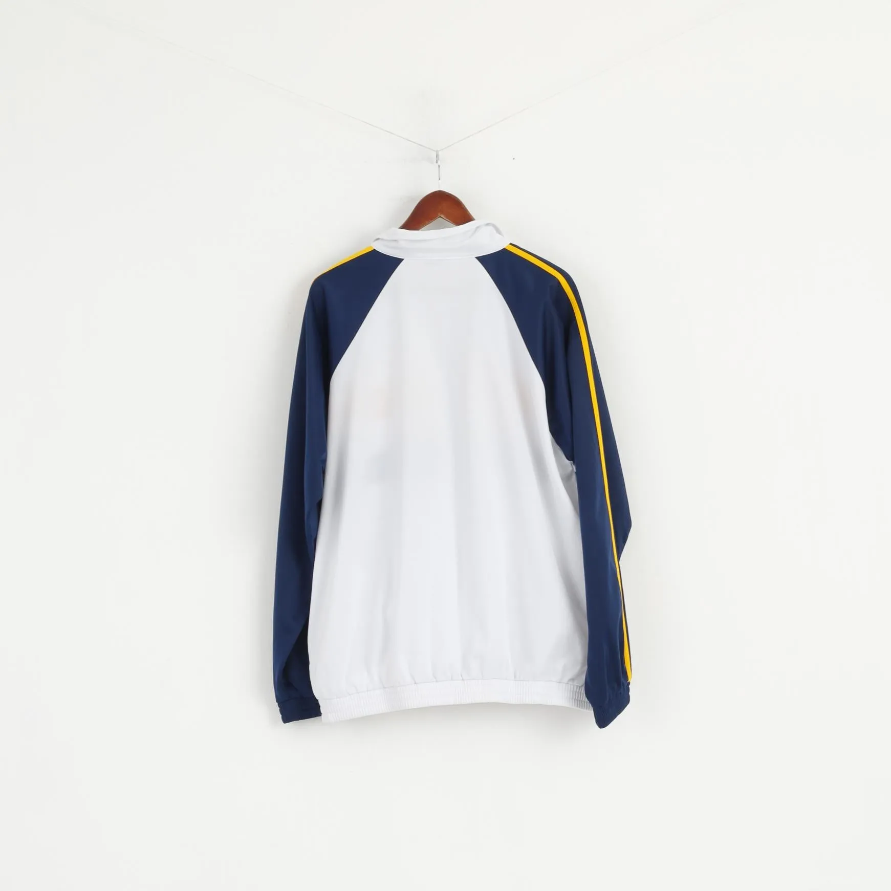 Feroti Sport Men XXL Sweatshirt White Navy Shiny Full Zipper Oldschool Retro Top