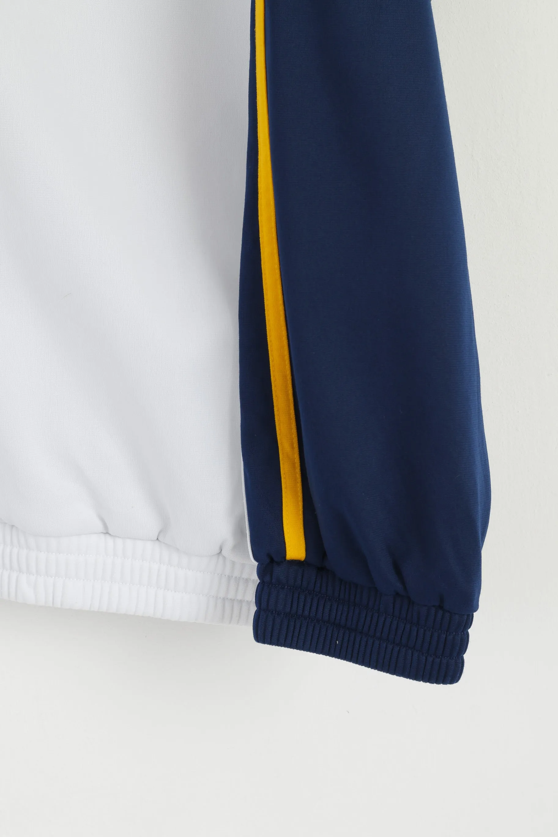 Feroti Sport Men XXL Sweatshirt White Navy Shiny Full Zipper Oldschool Retro Top