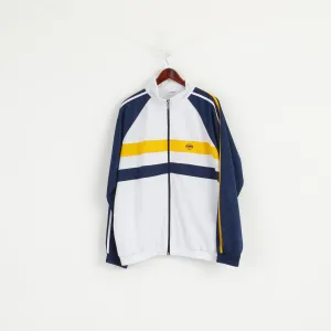 Feroti Sport Men XXL Sweatshirt White Navy Shiny Full Zipper Oldschool Retro Top