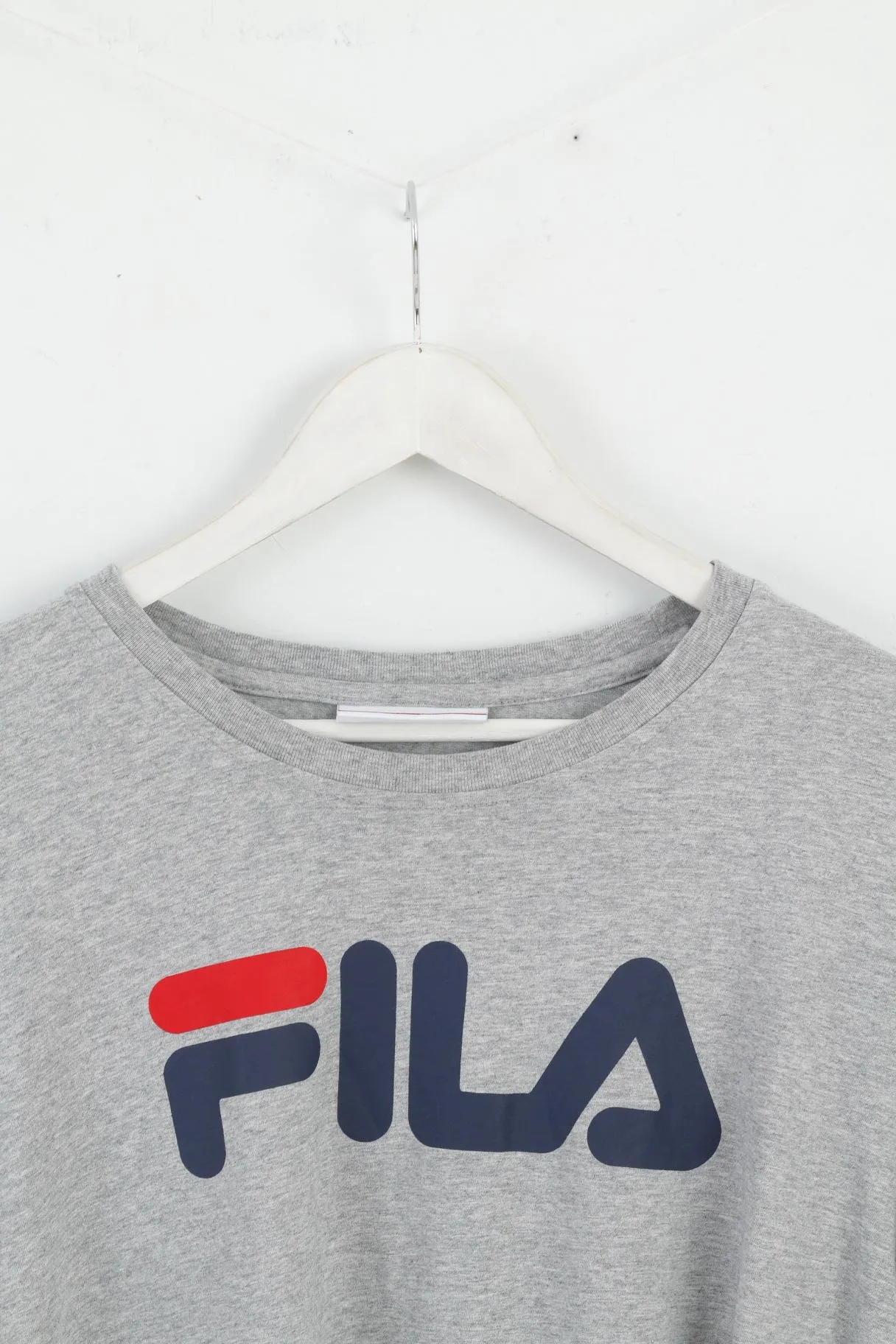 FILA Mens XXL T- Shirt Grey Cotton Classic Big Logo Top