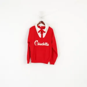 Fiocchi Italy Men L Sweatshirt Red Vintage Cotton Chinchilla Graphic 80s Unisex Jumper