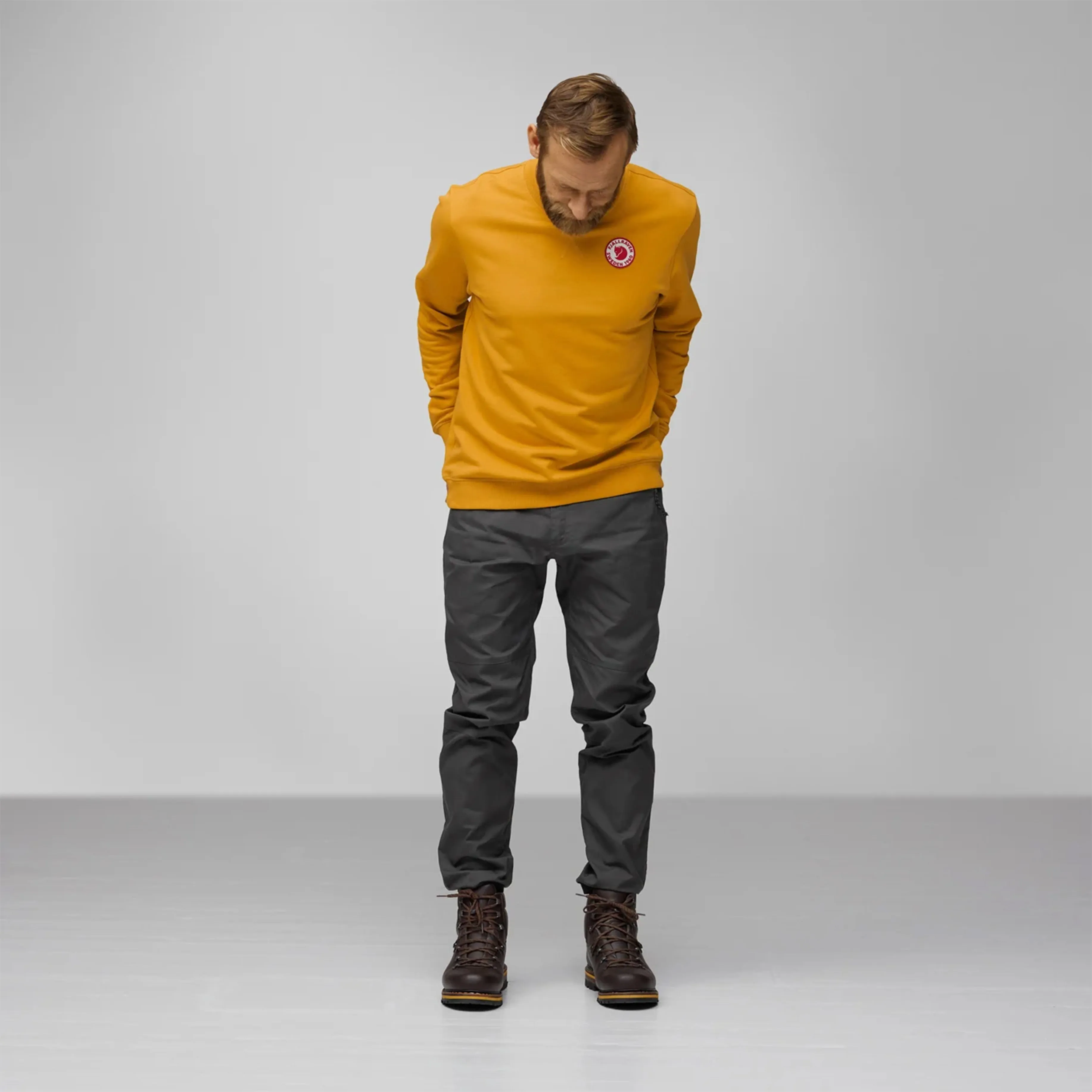 Fjallraven 1960 Logo Badge Sweater Mustard Yellow