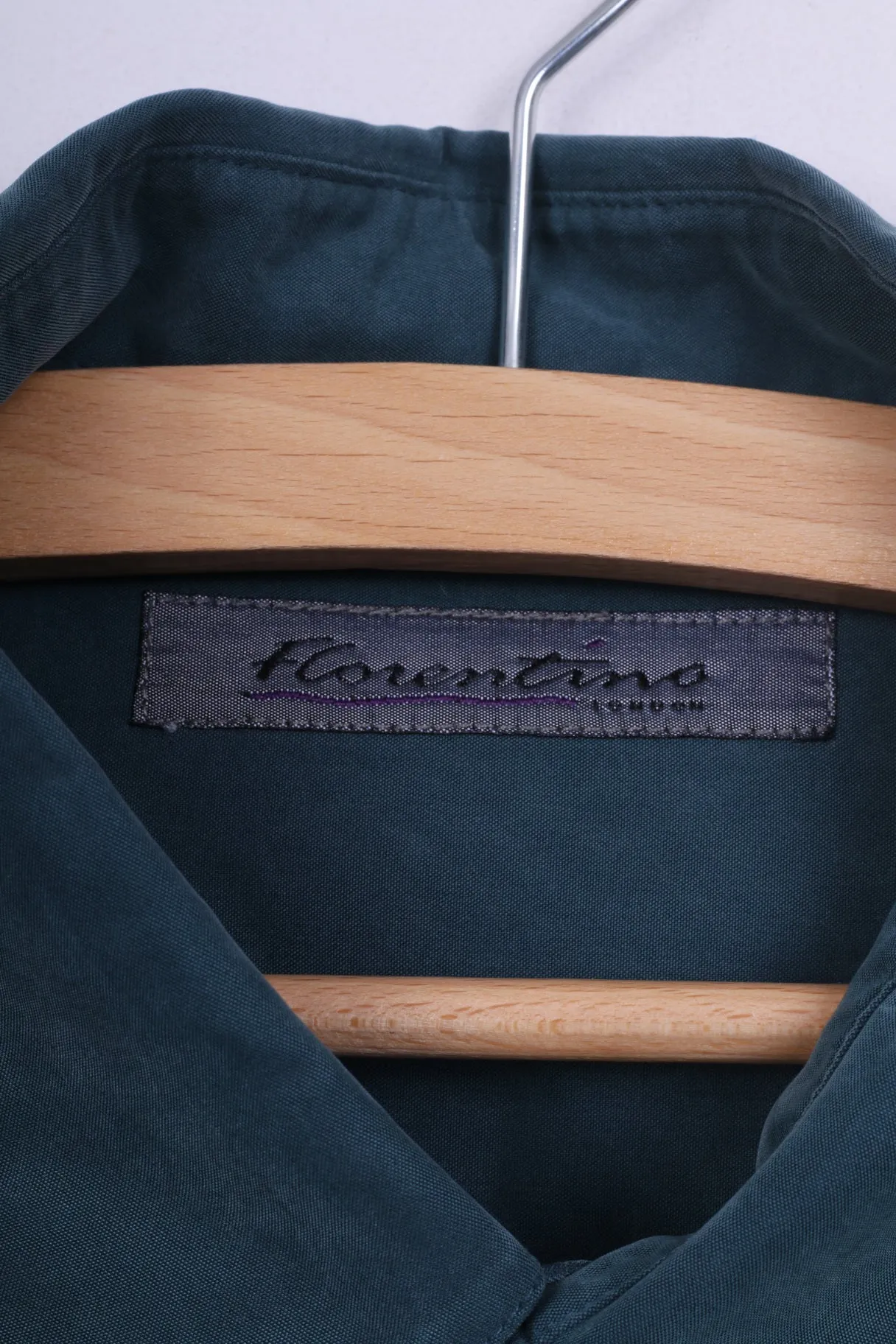 Florentino London Mens M Casual Shirt Dark Green Long Sleeve Vintage