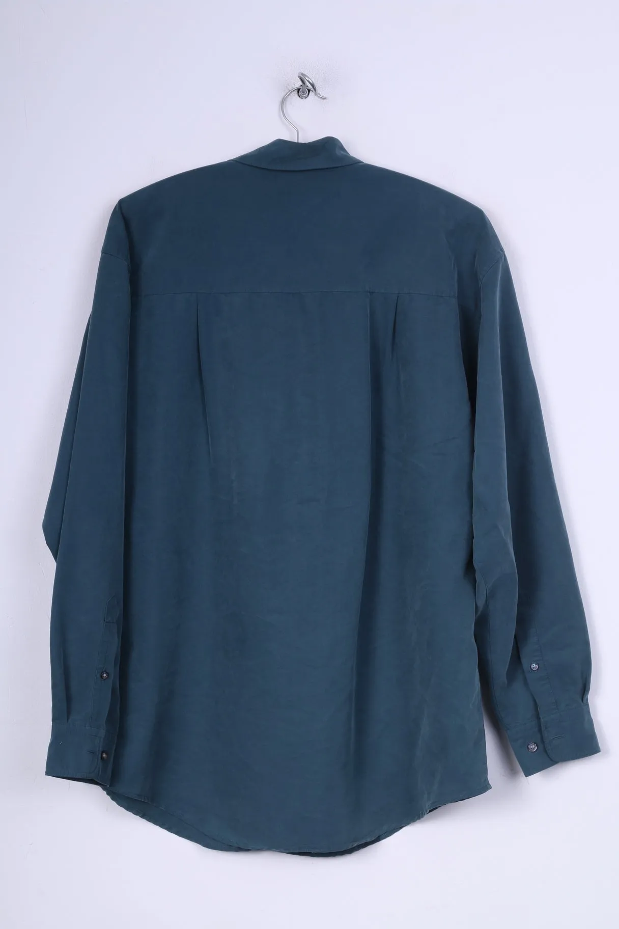 Florentino London Mens M Casual Shirt Dark Green Long Sleeve Vintage