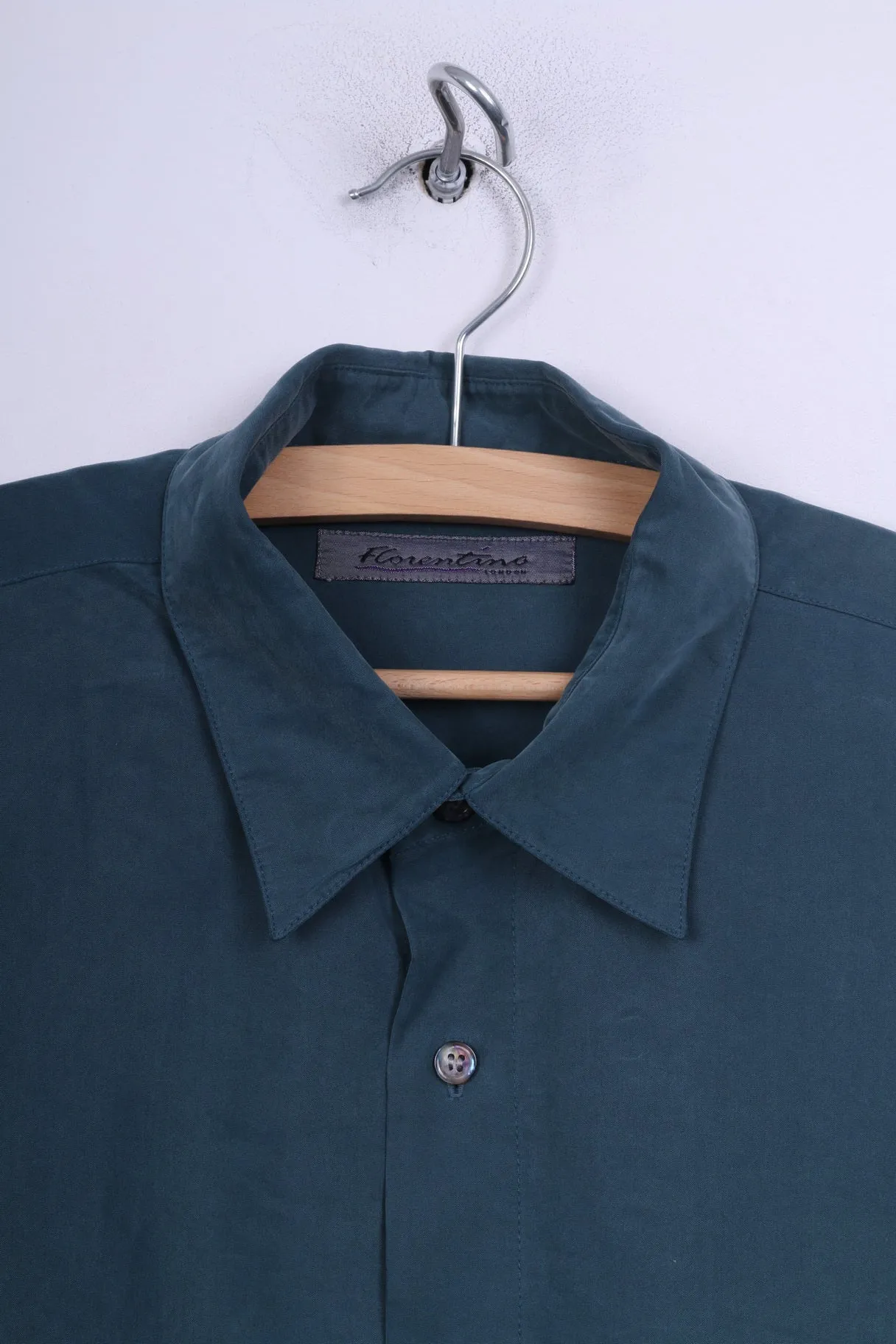 Florentino London Mens M Casual Shirt Dark Green Long Sleeve Vintage