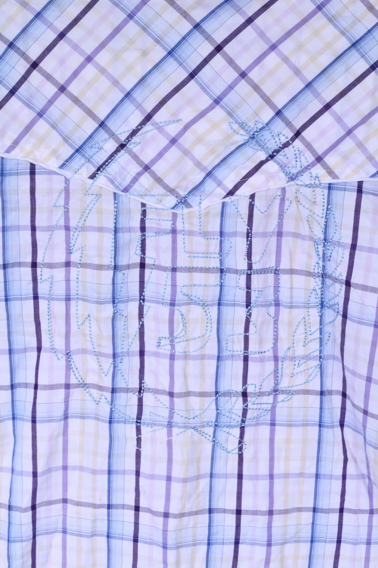 FLY 53 Mens XXL (M)  Casual Shirt White  Blue Checkered Cotton Short Sleeve