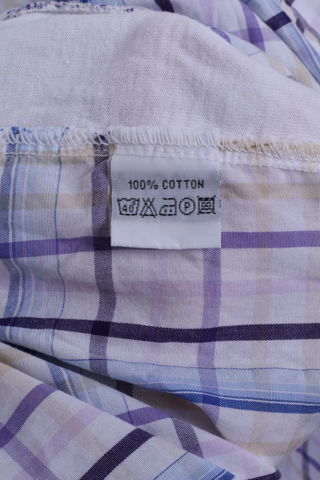 FLY 53 Mens XXL (M)  Casual Shirt White  Blue Checkered Cotton Short Sleeve