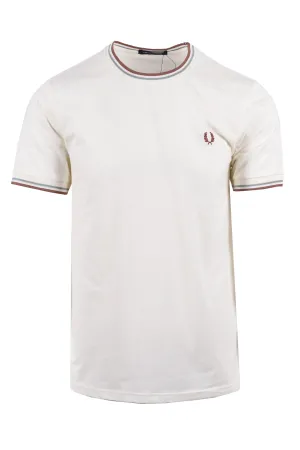 Fred Perry Twin Tipped T-shirt Ecru/Silver Blue/Cinnamon