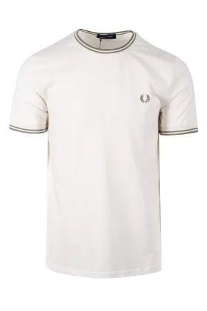 Fred Perry Twin Tipped T-Shirt Light Ecru/Olive Mint