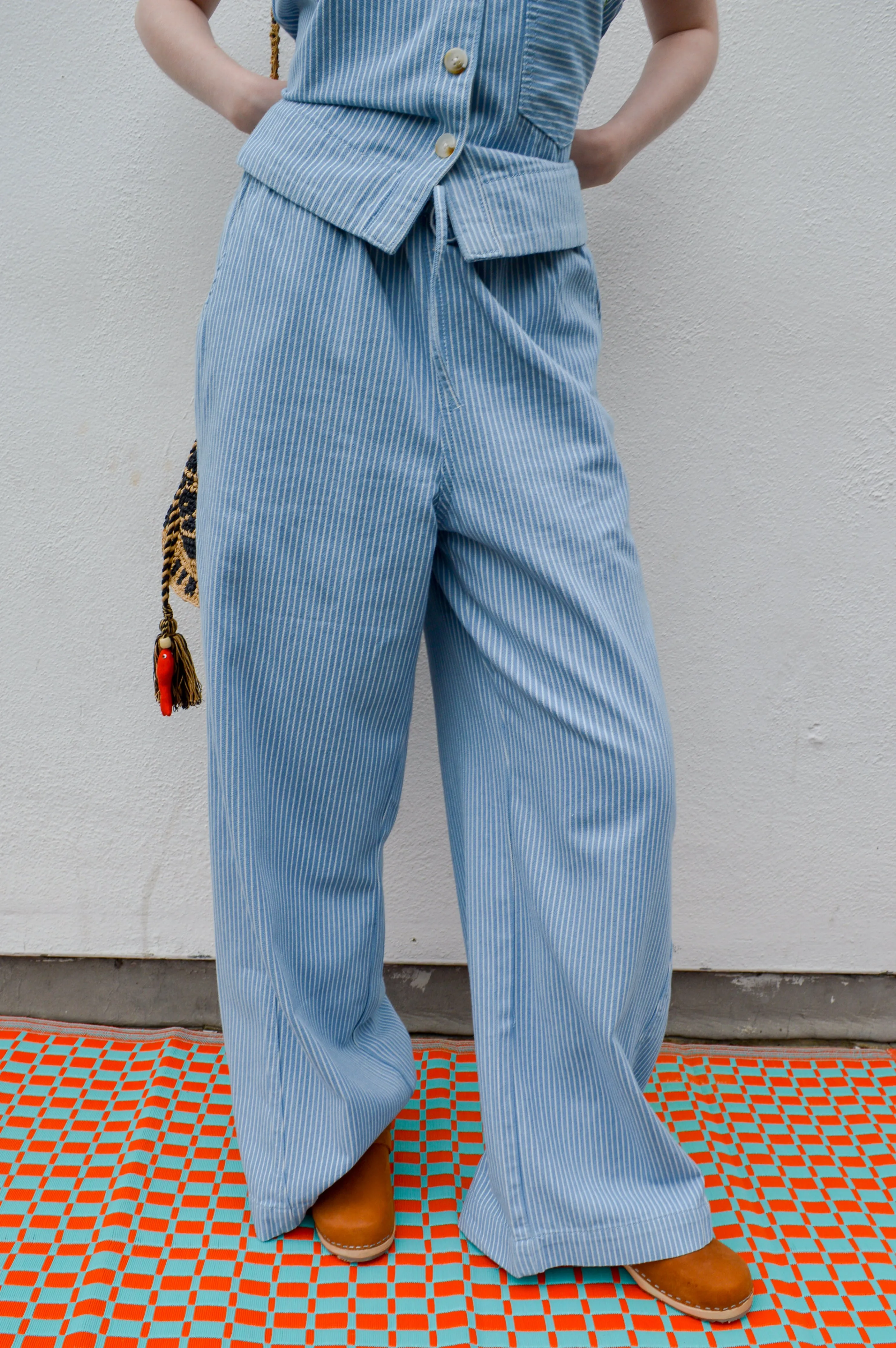FRNCH Pensee Blue Striped Trousers