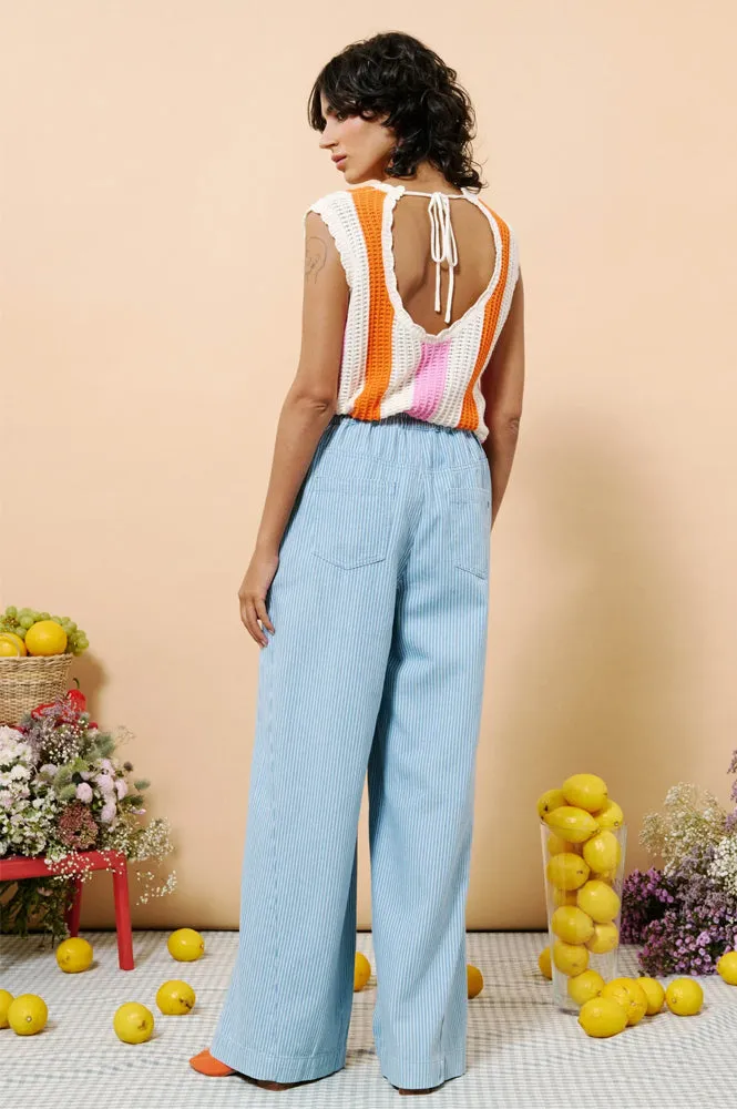 FRNCH Pensee Blue Striped Trousers