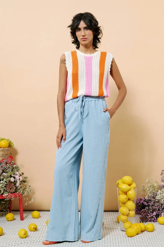 FRNCH Pensee Blue Striped Trousers