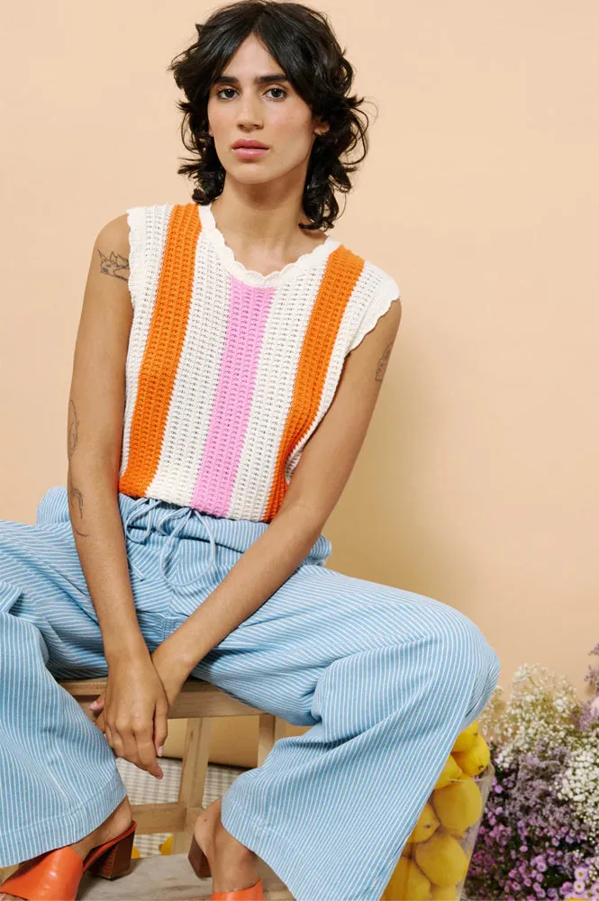FRNCH Pensee Blue Striped Trousers
