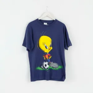 Fruit Of The Loom Mens L T-Shirt Navy Cotton Graphic Tweety Warner Bros 1997
