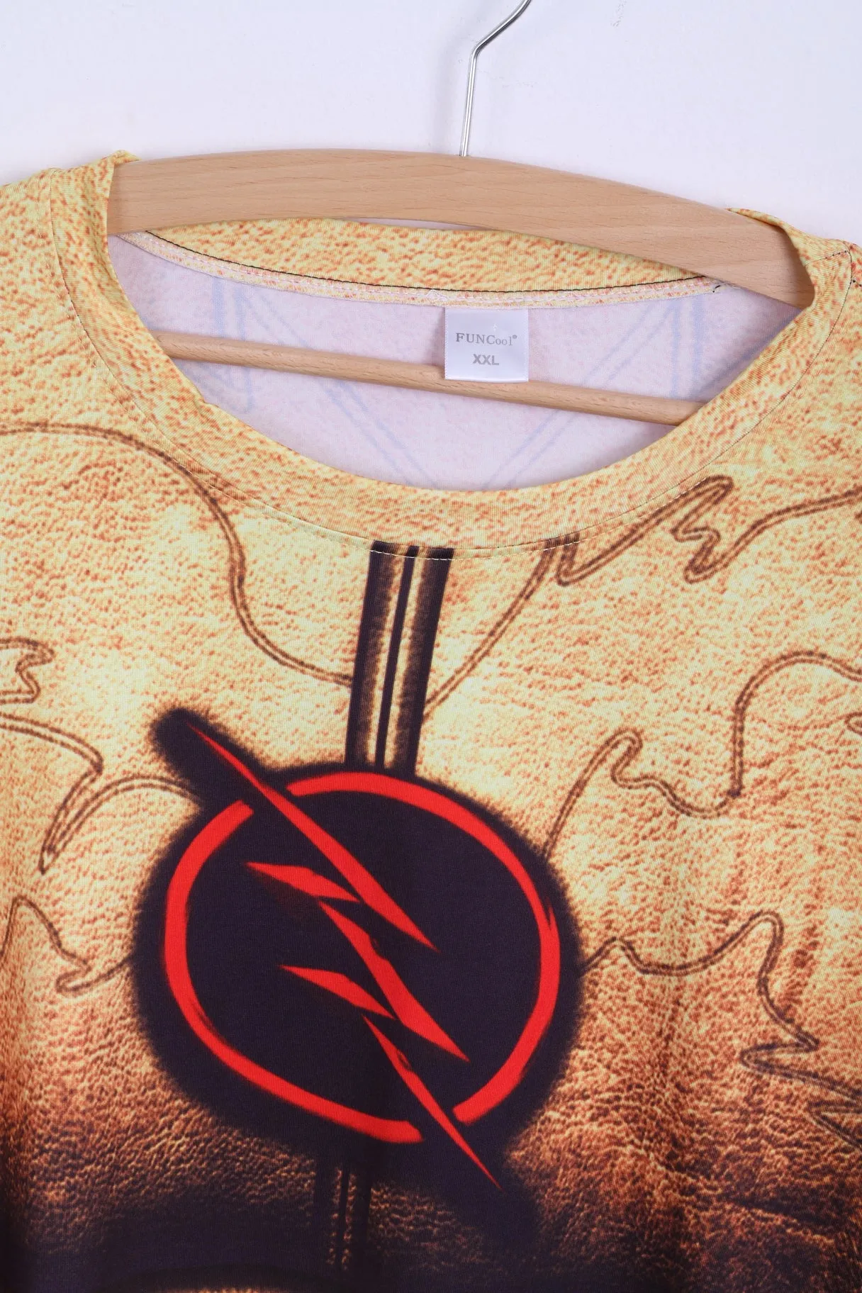 FunCool Mens XXL Shirt Long Sleeve Gold Armor Stretch Super Hero