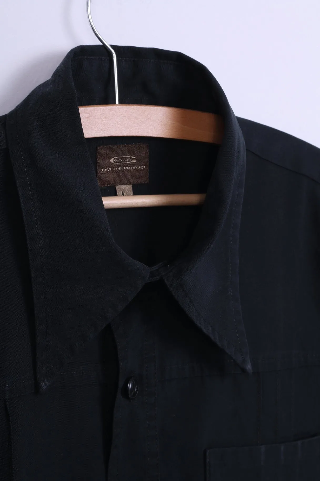 G-Star Mens L Casual Shirt Short Sleeve Black Cotton