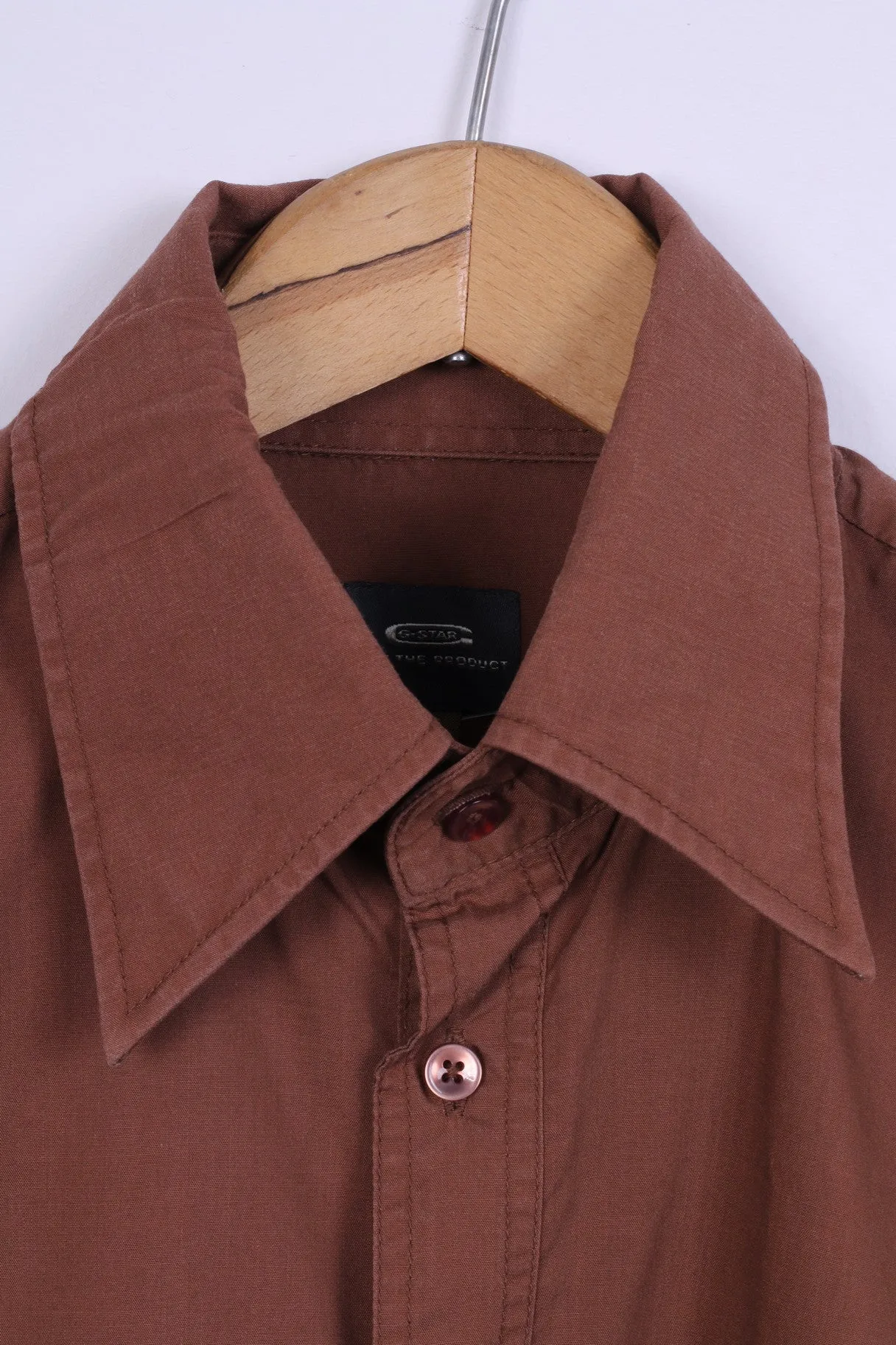G-Star Mens XL (M) Casual Shirt Brown Long Sleeve
