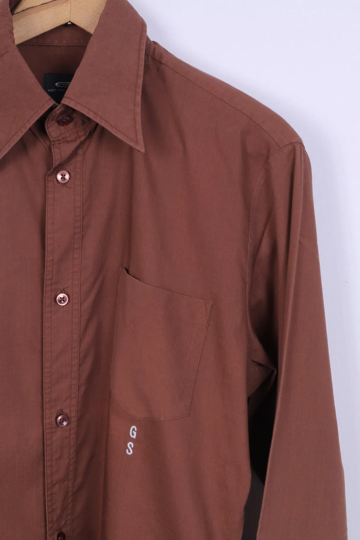 G-Star Mens XL (M) Casual Shirt Brown Long Sleeve