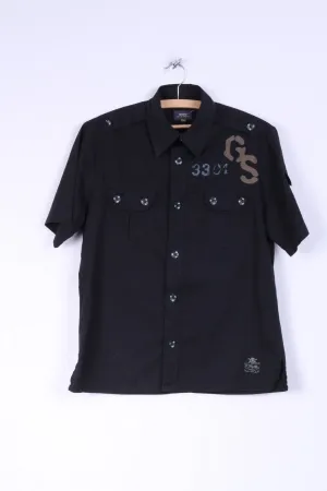 G-STAR RAW Mens L (M) Casual Shirt Cotton Black Big Buttons Two Pockets