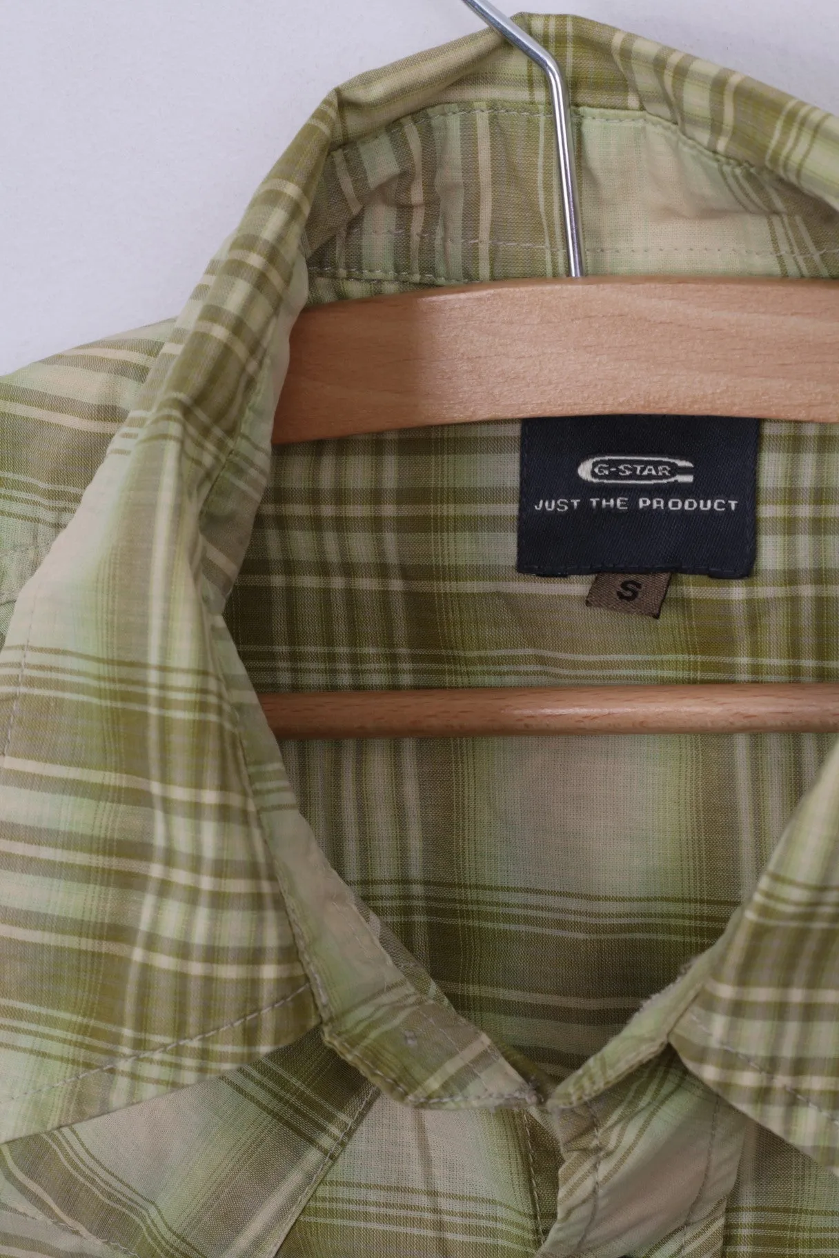 G-Star Raw Mens S Casual Shirt Short Sleeve Green Cotton