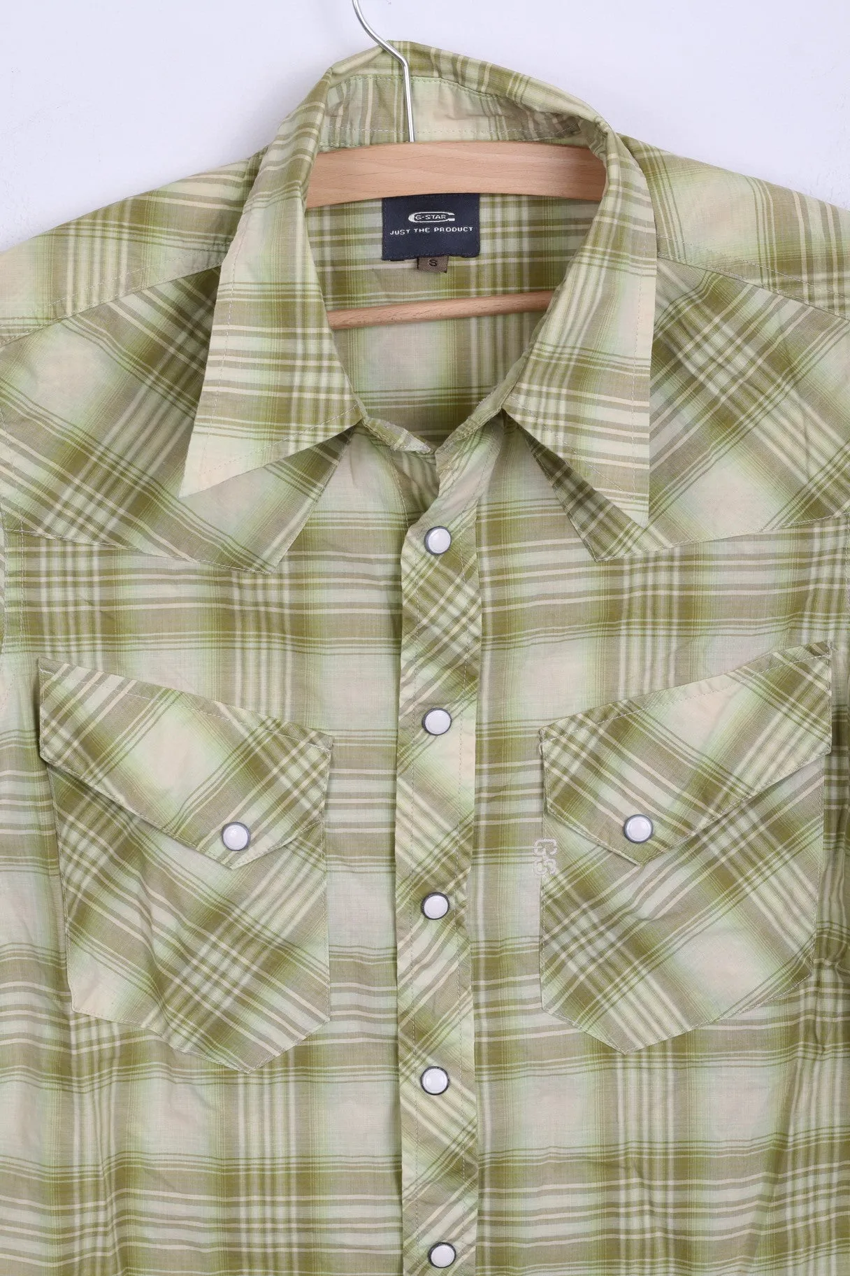 G-Star Raw Mens S Casual Shirt Short Sleeve Green Cotton