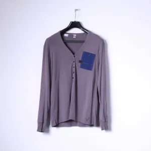 G-Star Raw Mens XL Long Sleeved Shirt Grey Stretch Cotton Radar Granddad Top